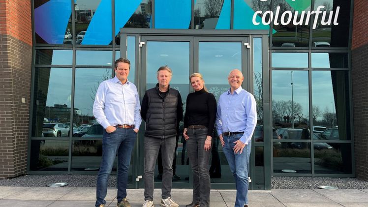 Richard Koenen (Management Barendsen), Mark Leegwater, Anne-Marie Leegwater-Blom (Bloom Partner), Joost Gietelink (CFO Dutch Flower Group). Bild: DFG.