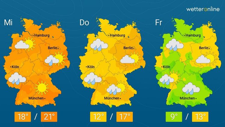 Die aktuelle Wetterkarte. Grafik: WetterOnline. 