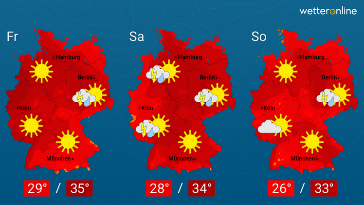 Die aktuelle Wetterkarte. Grafik: WetterOnline.