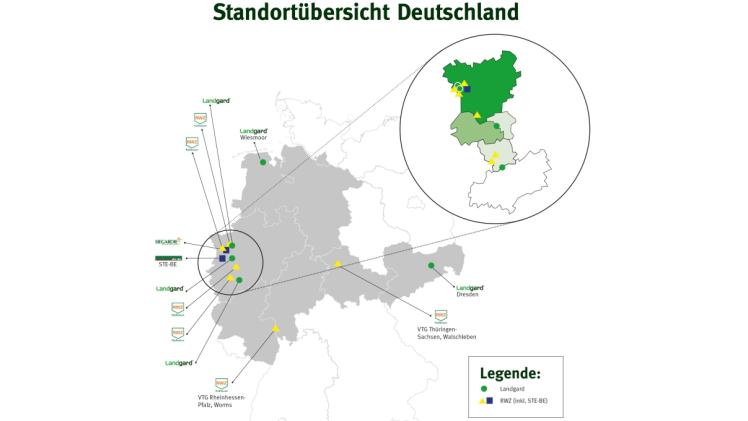Standortkarte Landgard und RWZ