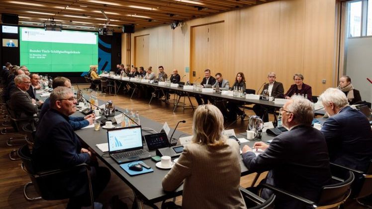 Teilnehmer des Runden Tisches zur Schilf-Glasflügelzikade im Bundeslandwirtschaftsministerium. Bild: BMLEH.