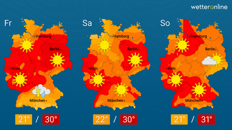 Die aktuelle Wetterkarte. Grafik: WetterOnline. 