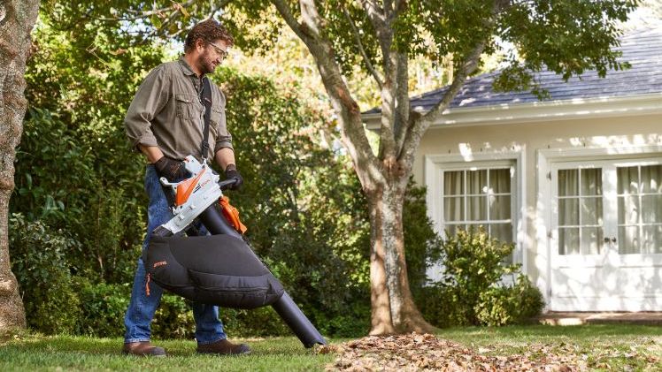 Sauber eingesackt – schon das Fangsackvolumen von 40 Litern überzeugt, wird aber beim Akku-Saughäcksler STIHL SHA 56 durch die Häckselfunktion noch aufgewertet. Bild: STIHL.