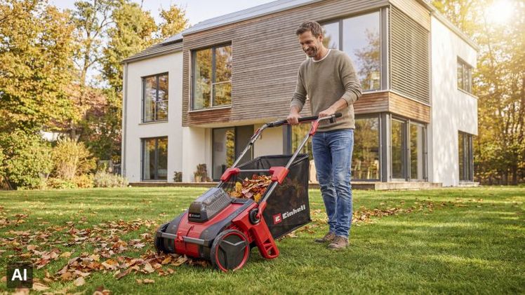 Der neue Einhell Akku-Laub- und Rasensammler GE-GC 18/55 Li E. Bild: Einhell.