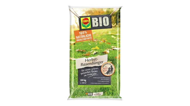 BIO Herbst-Rasendünger - Für den ökologischen Landbau geeignet - Mit 100% natürlichen Inhaltsstoffen. Bild: COMPO.