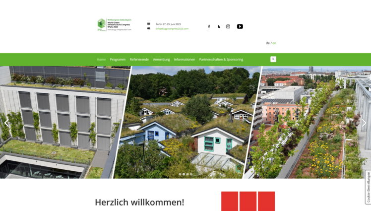 Website des Weltkongress Gebäudegrün 2023. Screenshot: GABOT.