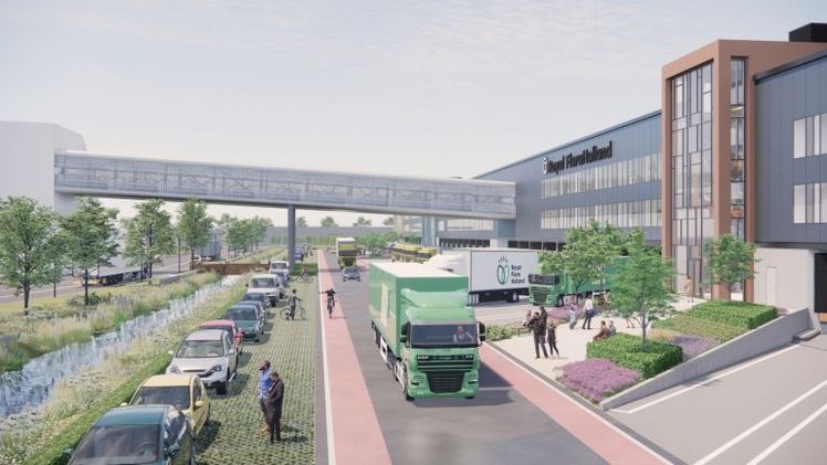 Entlang der N201 und am Eingang bei FloriWorld wird Aalsmeer Ost einen grünen Rand mit zusätzlichen grünen Akzenten erhalten. Bild: RFH.