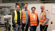 Von links: Marcus Trappe (Agrobusiness Niederrhein), Daniel Bodden (Heynen Kartonagenfabrik), Dr. Anke Schirocki  (Agrobusiness Niederrhein) und Robert Dübbert (Heynen Kartonagenfabrik). Foto: Agrobusiness Niederrhein.