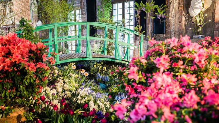 Die Szene „Der Gärtner als Maler“ hatte Monets Seerosenteich als Vorbild. Bild: Sebastian Thiel/Fördergesellschaft Gartenbau Sachsen.