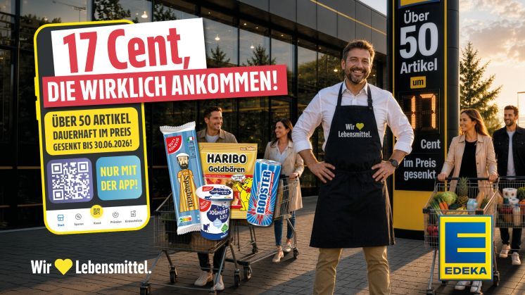 Entlastung, die wirklich ankommt: EDEKA setzt Tankrabatt konsequent um – Preisnachlass von 17 Cent auf viele Produkte des täglichen Bedarfs. Bild: © EDEKA.