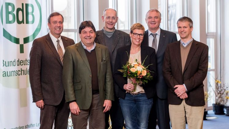 Das BdB-Präsidium (vlnr): Hajo Hinrichs, Andreas Huben, Michael Kutter,  Gabriele Bschorr, Präsident Helmut Selders, Bernhard von Ehren. Foto: BdB.