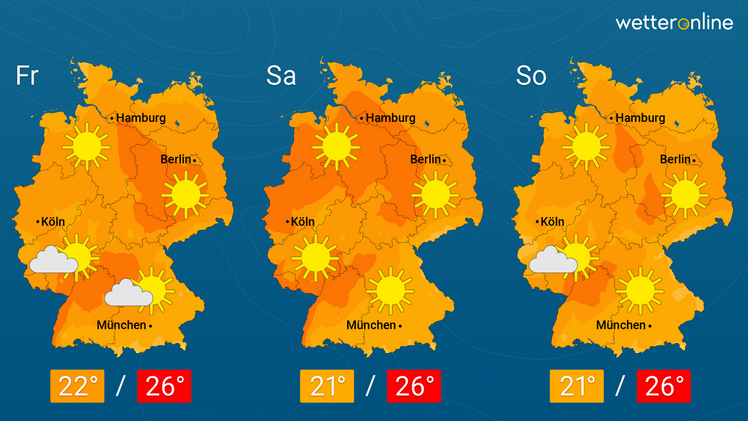 Die aktuelle Wetterkarte. Grafik: WetterOnline. 