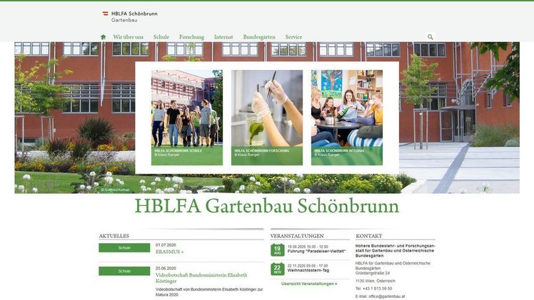 Website der HBLFA Schönbrunn Gartenbau. Screenshot: GABOT.