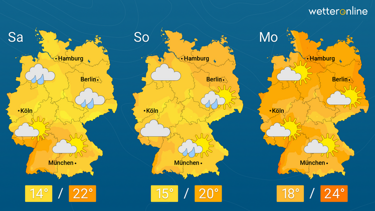 Die aktuelle Wetterkarte. Grafik: WetterOnline. 