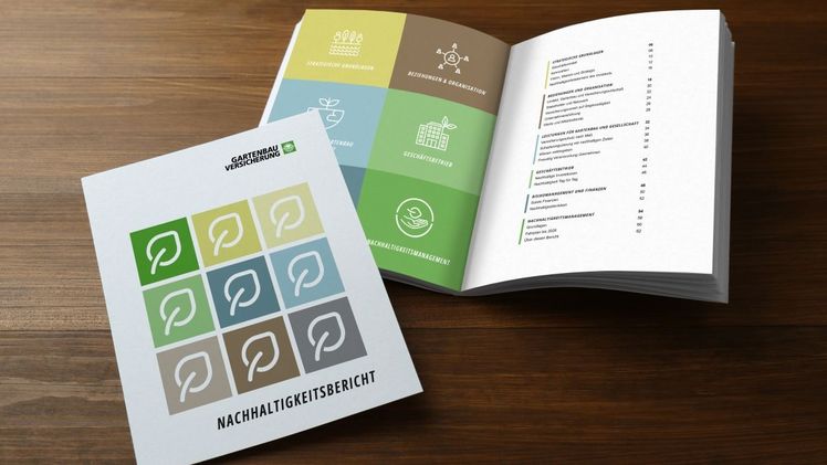Cover des Nachhaltigkeitsberichts. Bild: © Gartenbau-Versicherung VVaG.