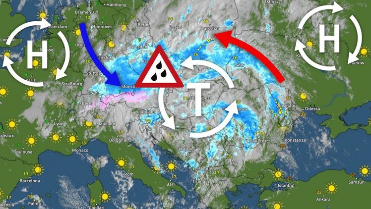 Tief ANETT hat in unseren Nachbarländern gewaltige Wassermassen und zerstörerische Hochwasser gebracht. Hauptursache dafür war zum einen die Großwetterlage, denn das Tief wurde blockiert, zum anderen das warme Mittelmeer. Quelle: WetterOnline.