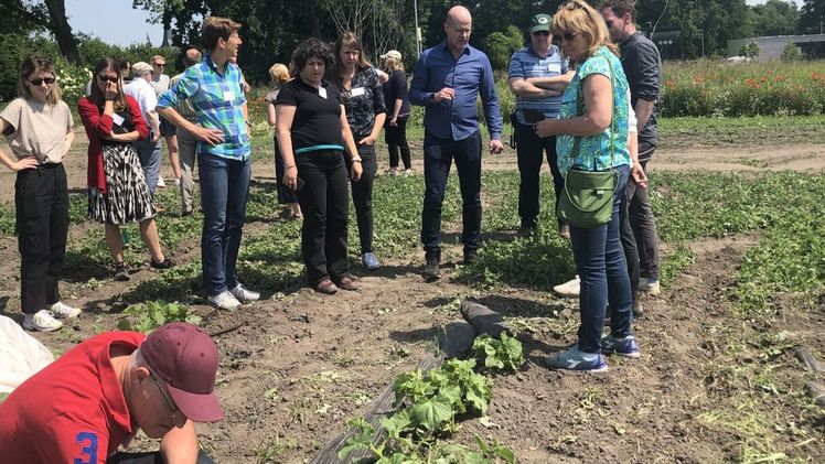 Intensive Diskussion am Gurkenfeld. Bild: ZVG.