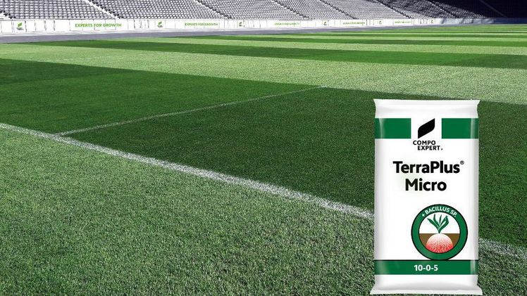 Der neue fein granulierte organisch-mineralische NK-Dünger TerraPlus® Micro eignet sich insbesondere für professionelle Sport- und Golfrasenflächen. Bild: COMPO EXPERT.