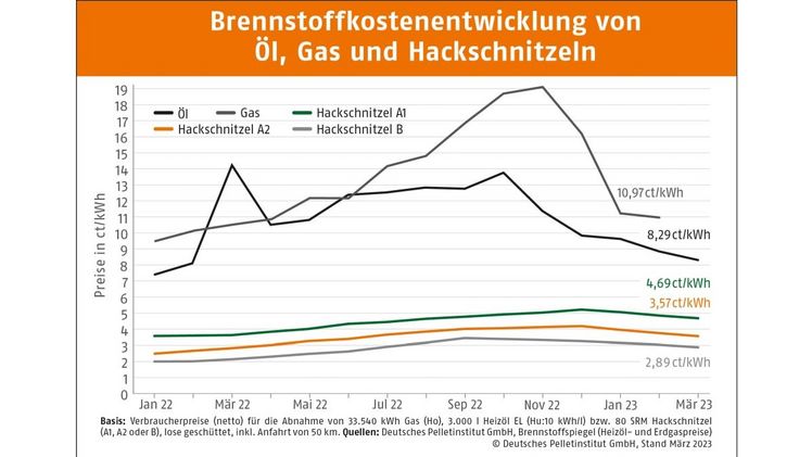 Preisvorteil zu Fossilen nimmt weiter zu. Bild: © Deutsches Pelletinstitut GmbH.