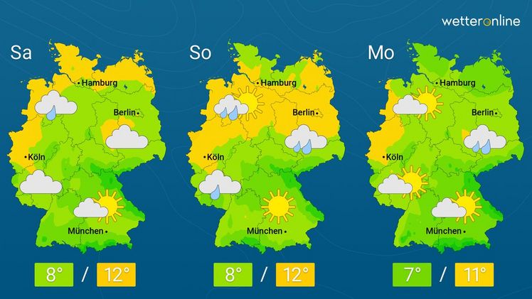 Die aktuelle Wetterkarte. Grafik: WetterOnline. 