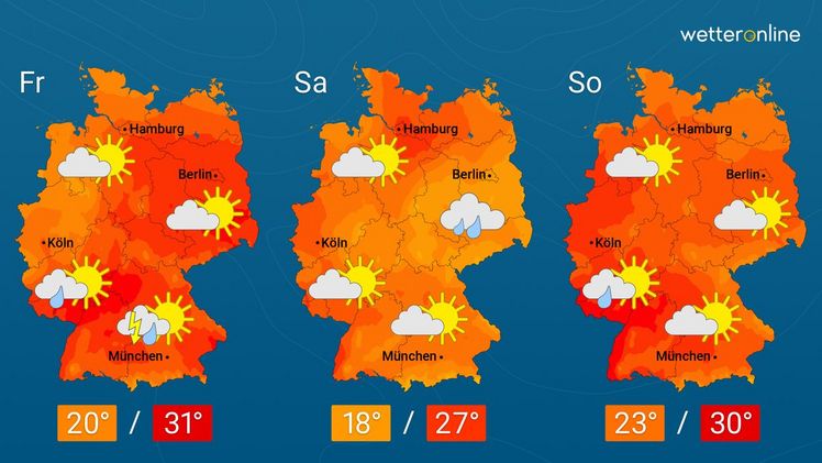 Die aktuelle Wetterkarte. Grafik: WetterOnline. 