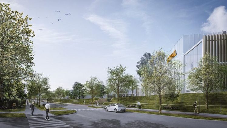 So kann das neue Werk von STIHL in der Ludwigsburger Weststadt aussehen. Bild: STIHL. So kann das neue Werk von STIHL in der Ludwigsburger Weststadt aussehen. Bild: STIHL.