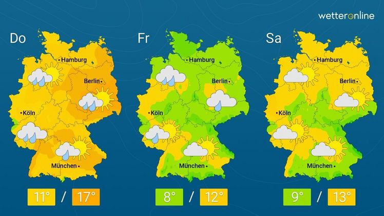  Die aktuelle Wetterkarte. Grafik: WetterOnline. 