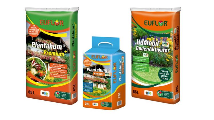 RPP- zertifiziert: Plantahum® Premium, Plantahum Kompakt® und Humobil® BodenAktivator. Bild: Euflor GmbH.