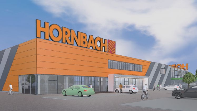 So soll der Neubau des Marktes in Nürnberg aussehen. Bild: ©HORNBACH.