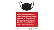 Das Hinweisschild ist kostenlos unter www.mitabstand-gruen.de downloadbar. Bild: ZVG/BVE. 