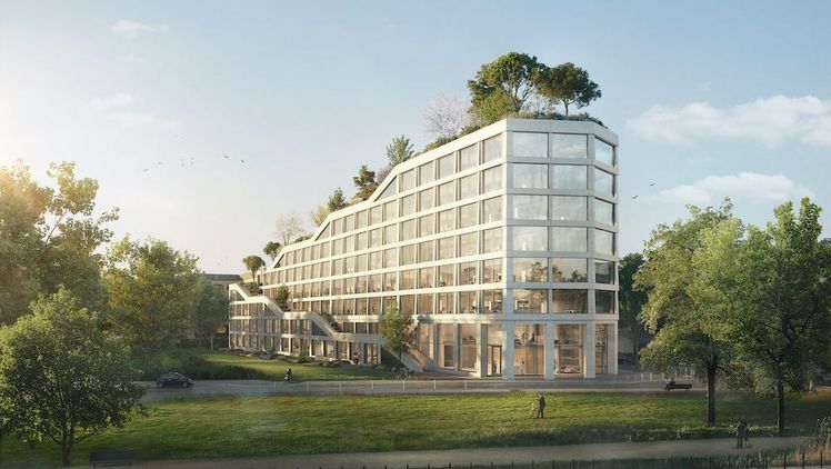 Heute startet die Bepflanzung des spektakulären Dachgartens auf dem innovativen Office-Gebäude AERA, Berlin. Bildrechte: Bauwens.