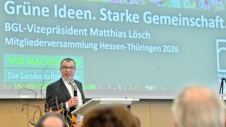 Grußwort von BGL-Vizepräsident Matthias Lösch zu Ausbildung und Bildungsarbeit in der Branche. Bild: Arnulf Müller.