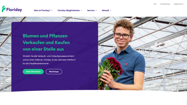Die Webseite von floriday.io.