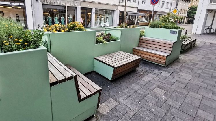 Die Mobilen Stadtgärten sind ein echter Hingucker und kommen bei allen Osnabrückern gut an. Bild: Rüdiger Oberschür, Osnabrück.