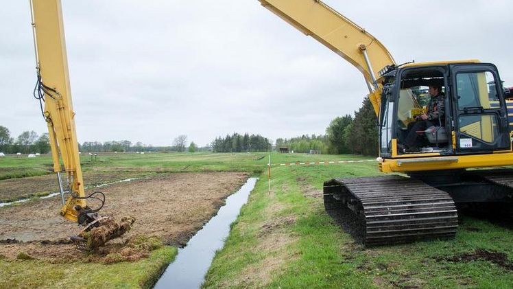Ernte einer Torfmooskultur auf wiedervernässtem Moor. Foto: S. Busse. Ernte einer Torfmooskultur auf wiedervernässtem Moor. Foto: S. Busse.