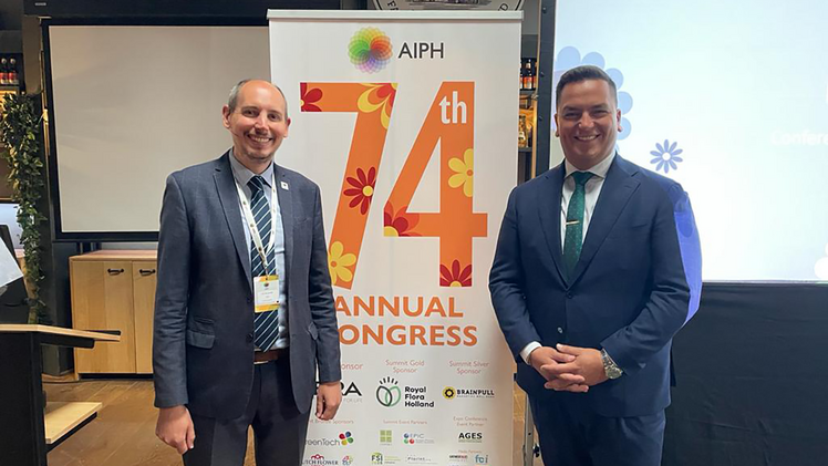 AIPH-Generalsekretär Tim Briercliffe and AIPH-Präsident Leonardo Capitanio. Bild: AIPH.