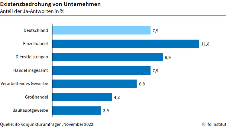 Viele Unternehmen sehen sich gegenwärtig in ihrer wirtschaftlichen Existenz bedroht. Bild: ifo.