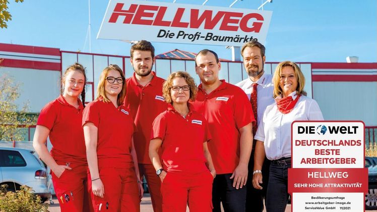 Bundesweite Studie belegt: Das Bau- und Gartenmarktunternehmen HELLWEG zählt zu  „Deutschlands Besten Arbeitgebern 2021“. Bild: HELLWEG.
