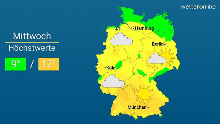 Die aktuelle Wetterkarte. Grafik: WetterOnline.