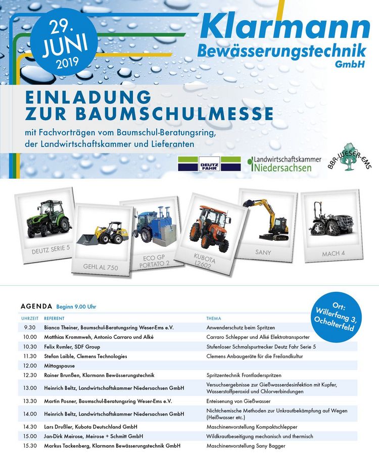 Klarmann lädt zur Baumschulmesse 2019 ein. Bild: Klarmann.