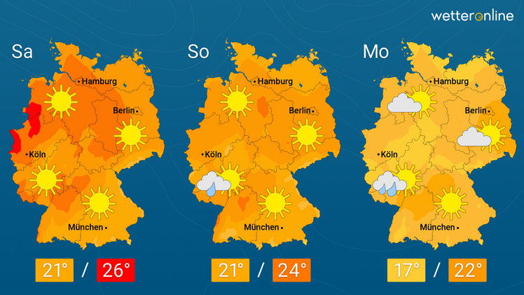 Die aktuelle Wetterkarte. Grafik: WetterOnline. 