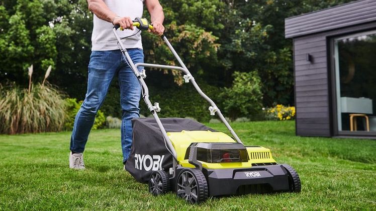 Beim Vertikutieren wird die Filzschicht entfernt, die abgestorbenes Gras, Unkraut und Moos auf dem Boden bildet. Danach wächst das Grün gleichmäßiger und schöner als zuvor. Bild: Ryobi.