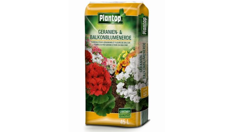 Plantop Geranien- und Balkonblumenerde. Bild: Ziegler Erden.