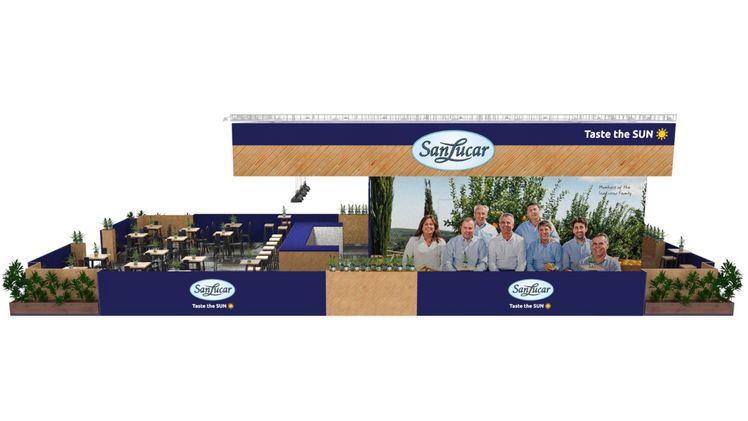 Auf einer Gesamtfläche von 144m2 zeichnet sich der neue Stand von SanLucar durch die Verwendung von natürlichen Elementen wie Holz und Zierpflanzen aus. Bild: SanLucar.