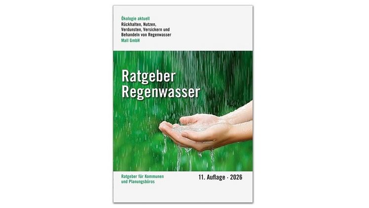 Die aktualisierte 11. Auflage des Ratgebers Regenwasser von Mall präsentiert wieder zwölf aktuelle Themen und weiterführende Informationen zu den Regeln der Technik, empfehlenswerten Verfahren und Prüfmethoden. Bild: Mall.
