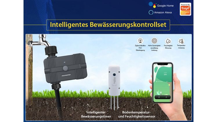 Luminea Home Control Smarter, universeller ZigBee-Boden-Feuchtigkeits- und Temperatursensor (ZX-8588). Bild: PEARL GmbH / www.pearl.de.