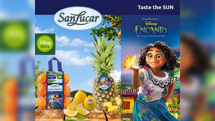 Ab dem 15. November schmücken daher lustig-bunte Disneys „Encanto“ Packaging und -Sticker die SanLucar Zitrusfrüchte, Avocados und Ananas. Bild: SanLucar.