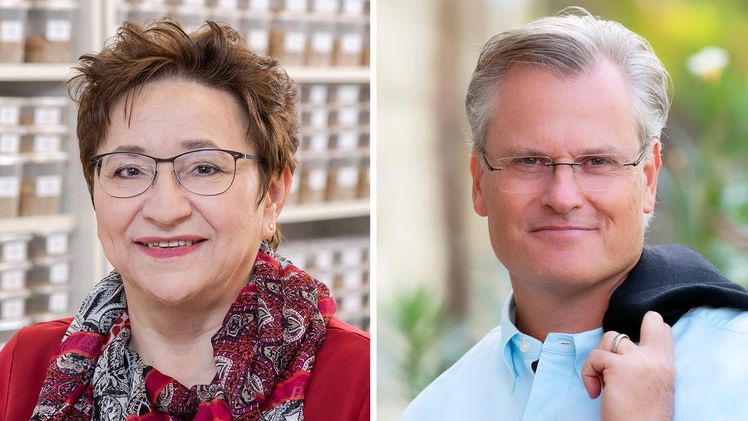 Die Bodenwissenschaftlerin Prof. Dr. Ingrid Kögel-Knabner und der Unternehmer Reinhard Schneider Bild: © Prof. Dr. Ingrid Kögel-Knabner: © Andreas Heddergott / TU Muenchen; Reinhard Schneider: © 2017 Herbert Piel / P!ELmedia