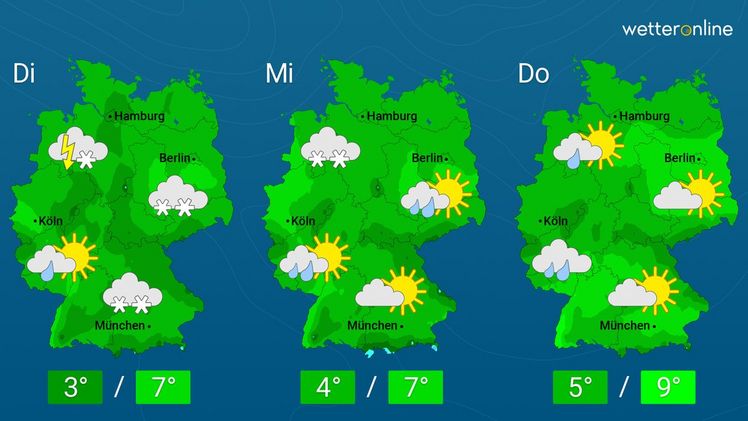 Die aktuelle Wetterkarte. Grafik: WetterOnline. 