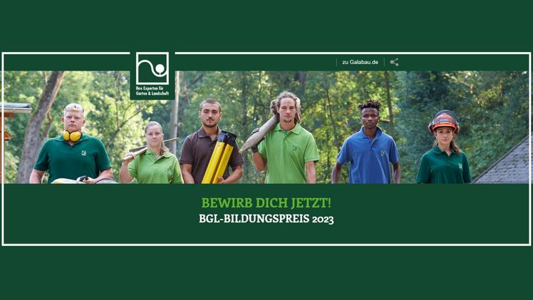 Den Preis vergibt der Bundesverband Garten-, Landschafts- und Sportplatzbau e. V. (BGL) zum 7. Mal.  Bild: BGL.